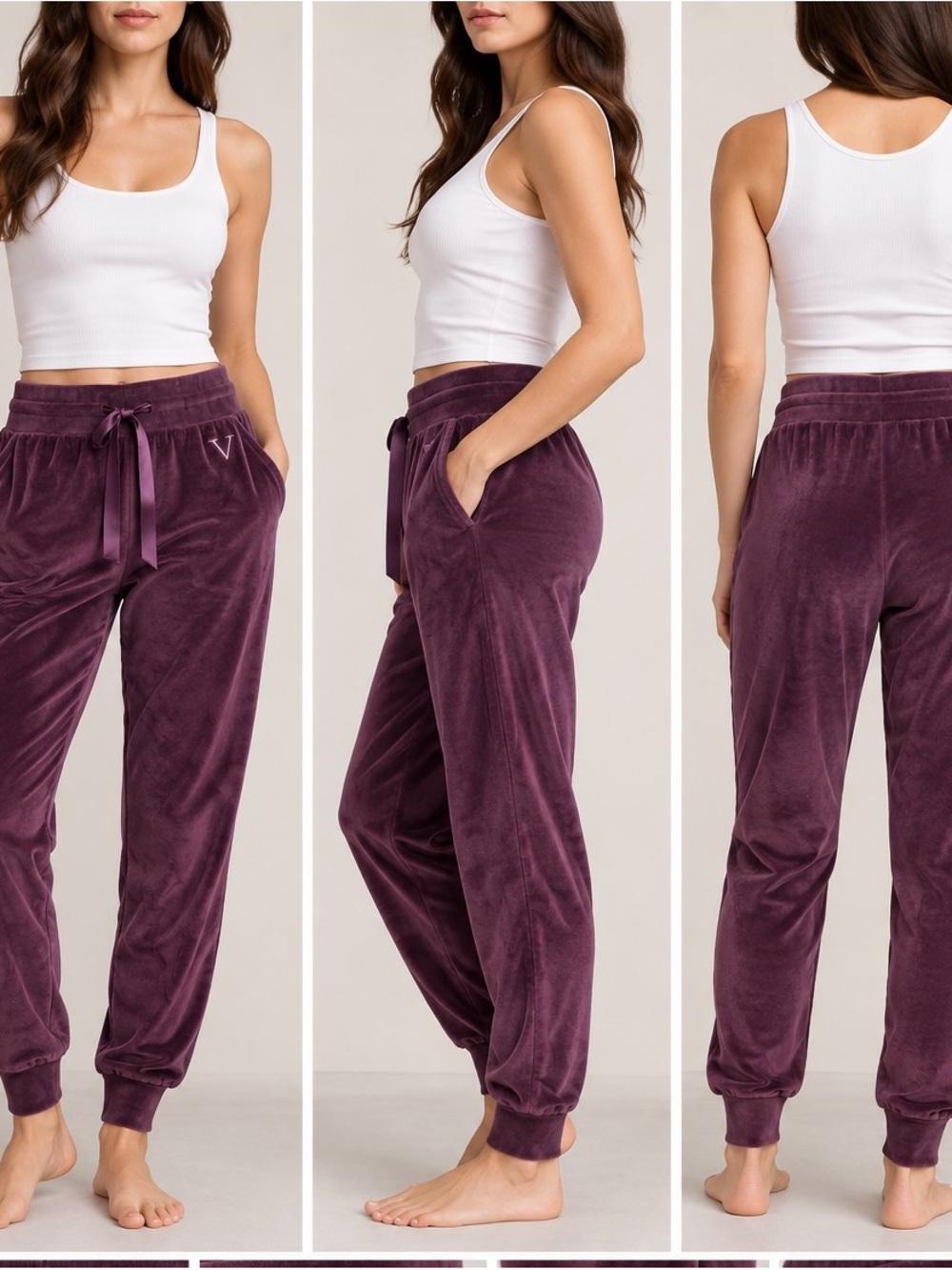 Victoria's Secret Plum Velour Drawstring Joggers